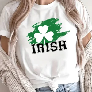 St Patrick'S Day T Shirts Irish Letter Printing T-Shirt Comfortable O-Neck Summer Short Sleeve Tops Casual Basics Woman Clothing